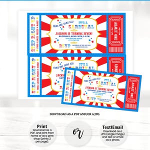Carnival Invitations - Carnival Theme Party - Carnival Birthday Invitation - Carnival Ticket - Carnival Party - INSTANT ACCESS - Edit NOW! image 3