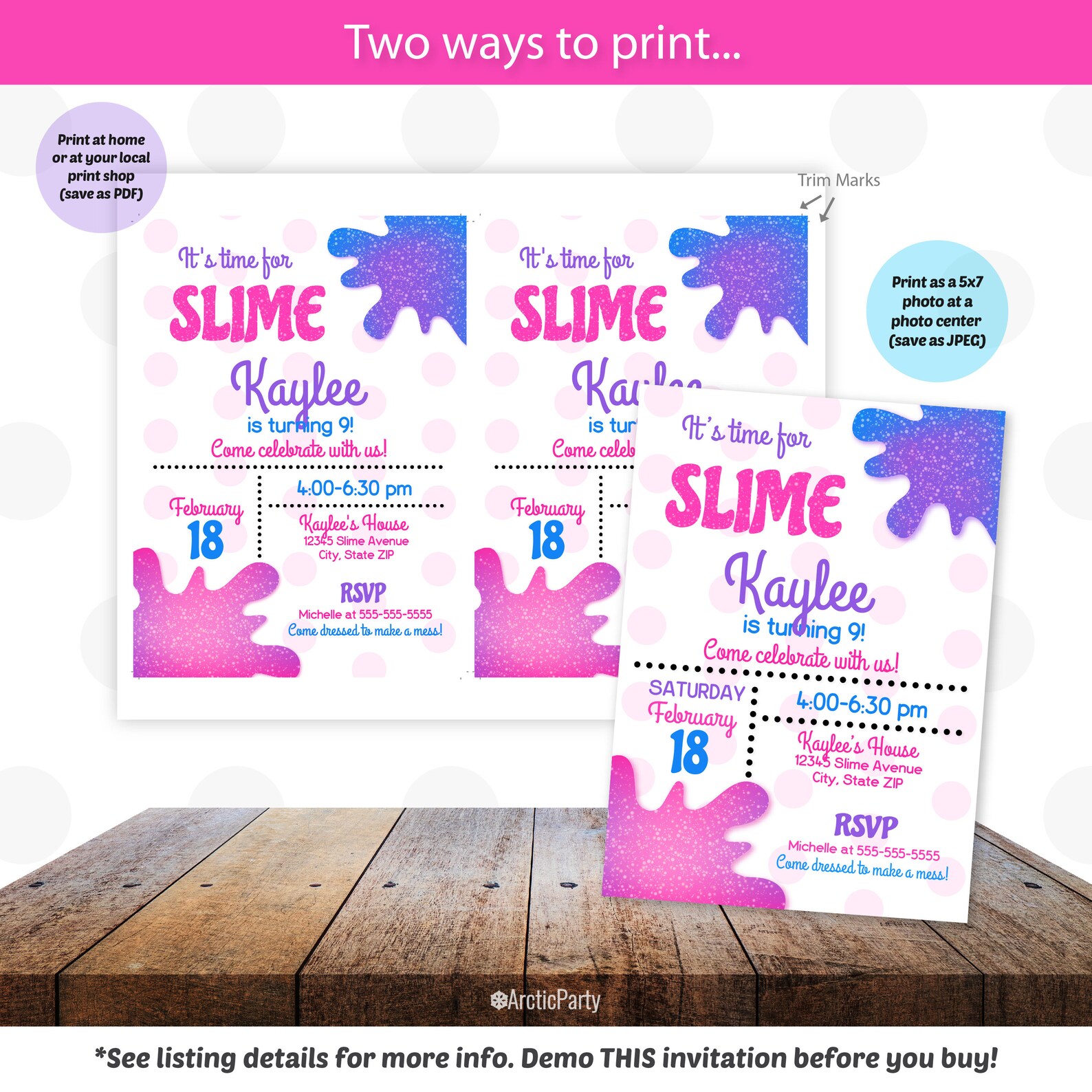 Slime Party Invitations Slime Invitation Slime Theme Party Etsy