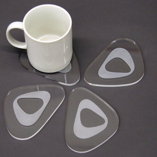 Set of Four Laser Inscribed Acryllic Coasters