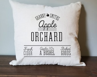 apple orchard fall farmhouse pillow cover. rustic decor. farmhouse decor. accent pillow. autumn. fall pillow.