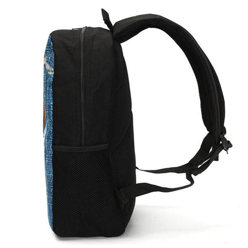 Cat 3d Backpack Dog Pattern Denim School Book Bags Travel Etsy