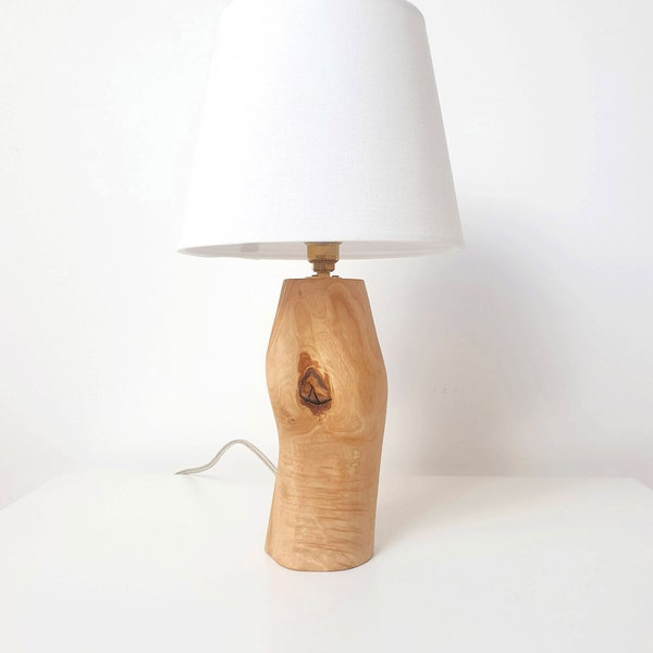 Hand Carved Olive Wood Table Lamp / Bedside lamp / Small table lamp