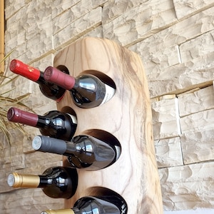 Live Edge Feldahorn Weinregal: Rustikale Massivholz 6-Flaschen Lagerung