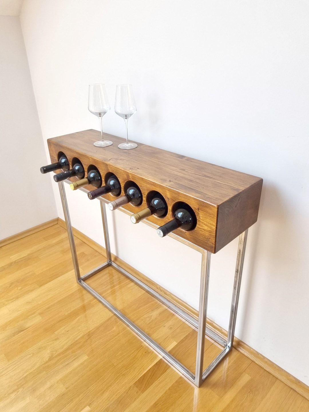 Console Wine Table / Wine Rack / Console Table / Rustic Table Etsy