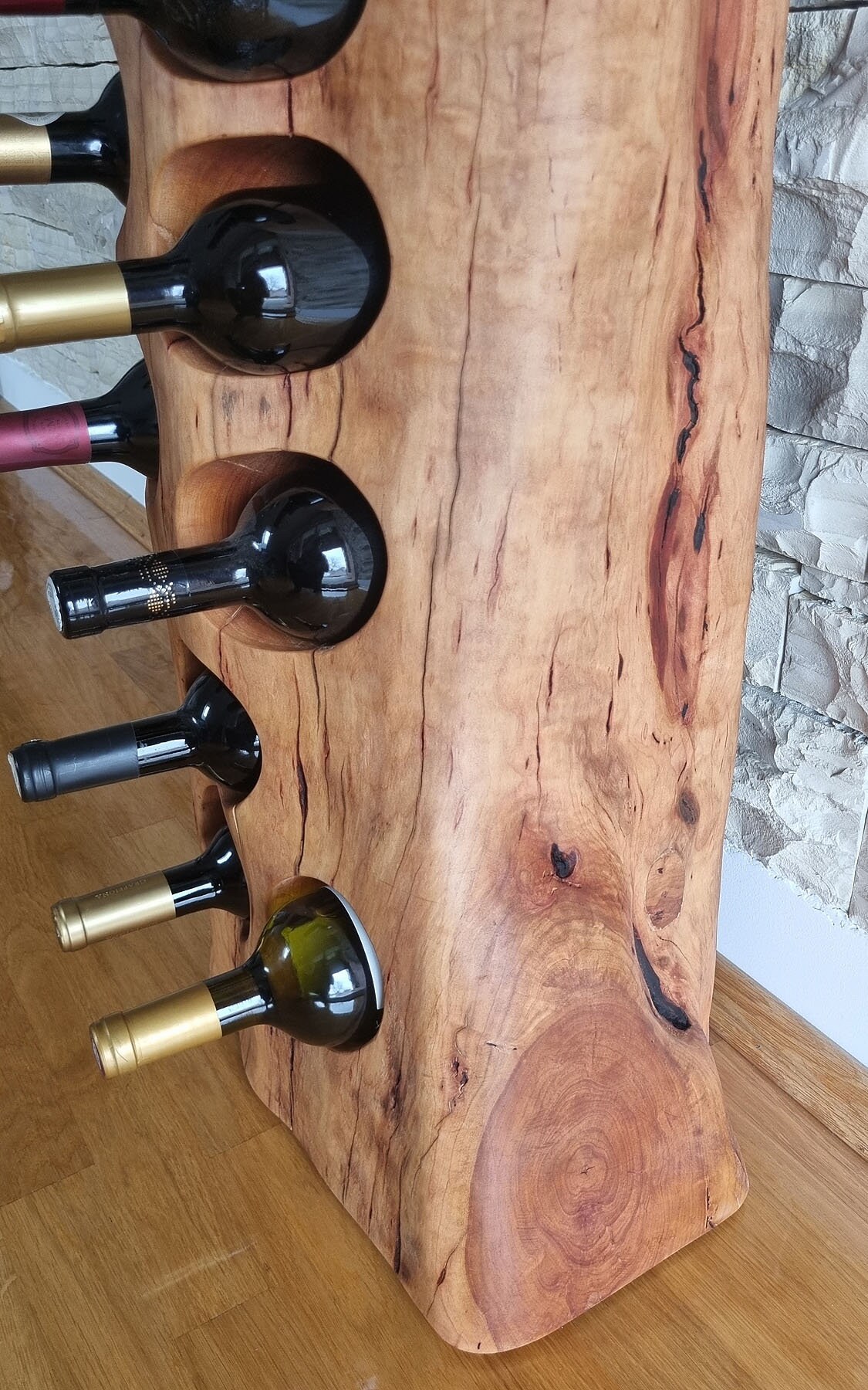 Natural Live Edge Weinregal Für 4 Flaschen – Rustikale Wandhalterung Aus Holz, Unikat, 45,7 X 15,2 X 10,2 Cm