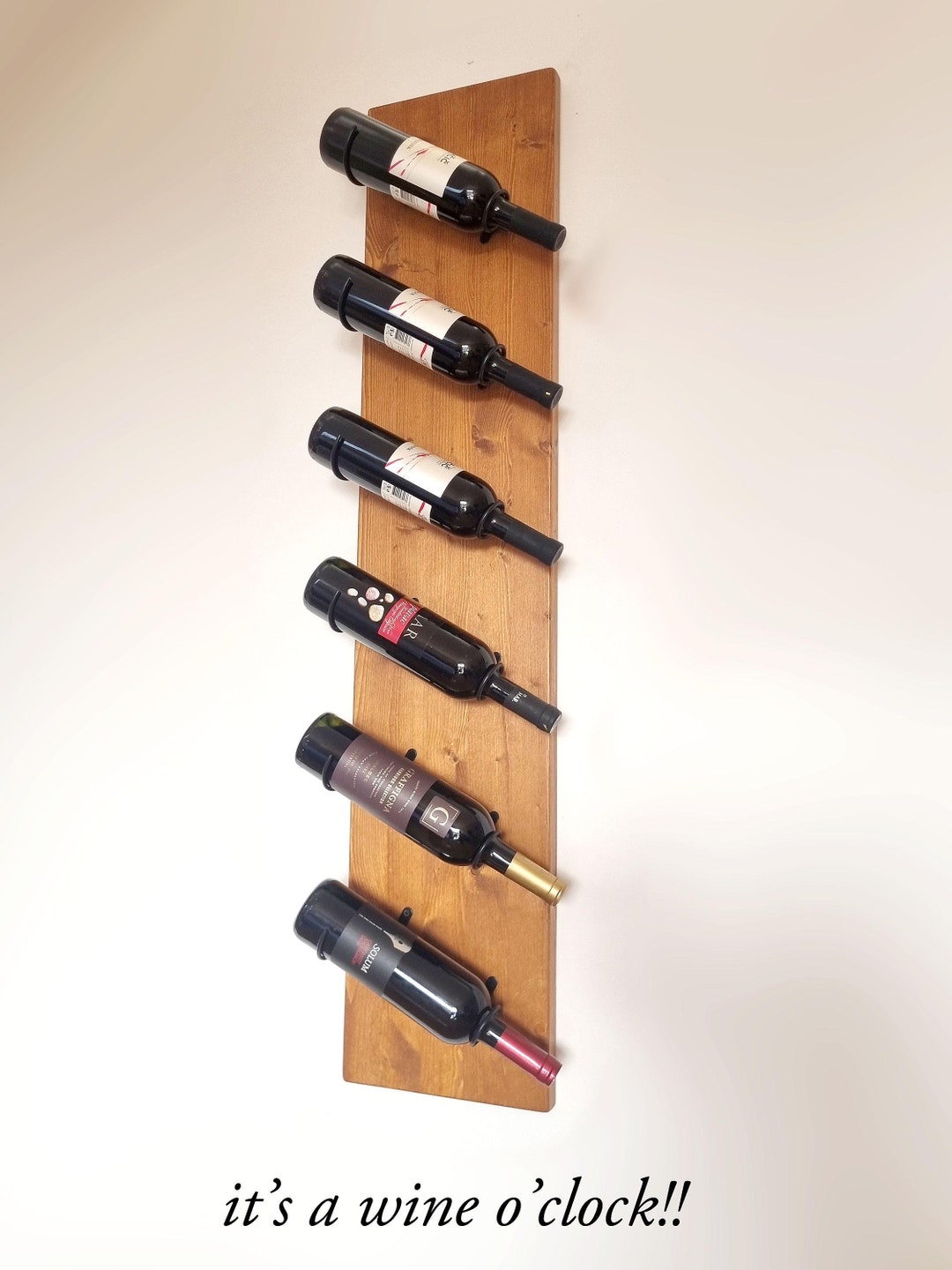 Rustic Wall Mounted Wine Rack: Solid Wood & Black Metal - Etsy