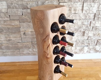 Casier à vin Live Edge en érable des champs pour 10 bouteilles / bois massif / cadeau exclusif / casier à vin rustique / rangement pour bouteilles