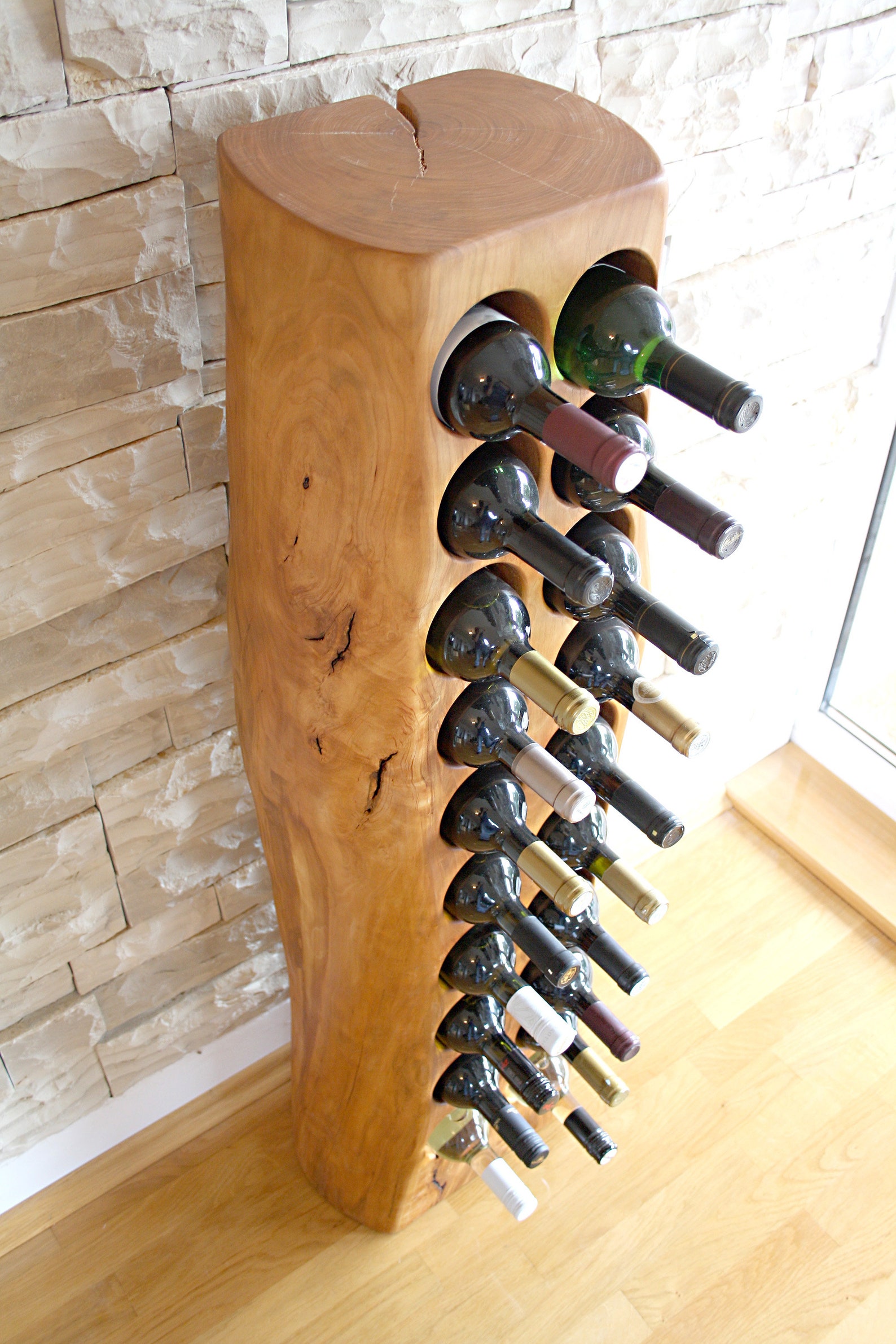 Large Exclusive Wild Cherry Wood Wine Rack for 20 Bottles / Etsy