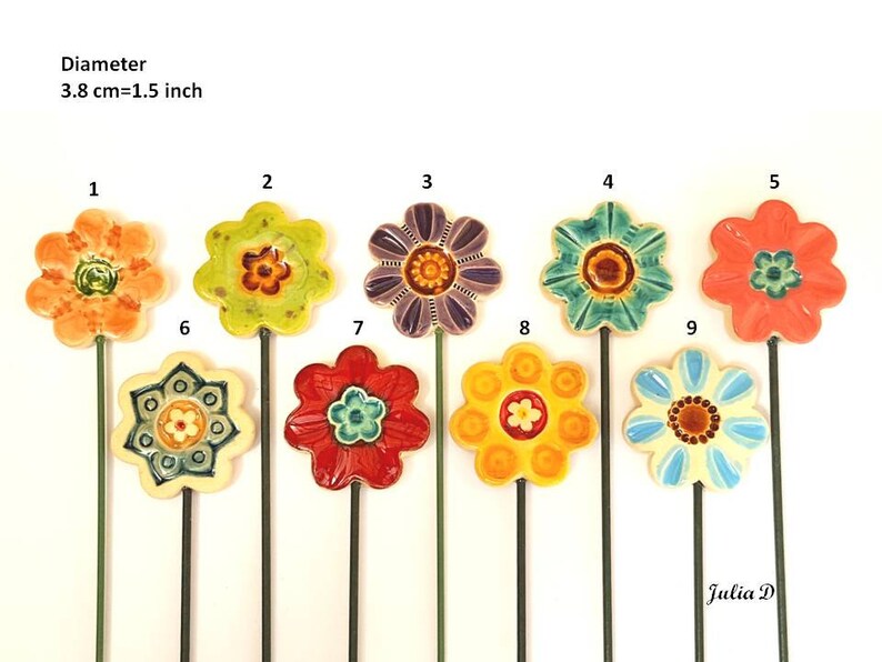 Ceramic Flowers Plant Markers Planter Decor Garden Decor Etsy Australia