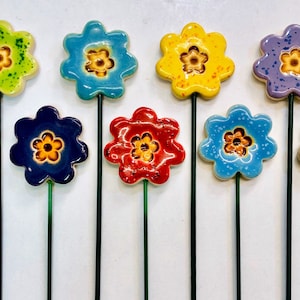 Keramik Blumen Pflanzenmarkierer, Übertopf Dekor, Garten Dekor, Frühling, Pflanzer Kunst, Pfahl, Kräuterschilder, Sommer, Büro, Haus, Einweihungsgeschenk