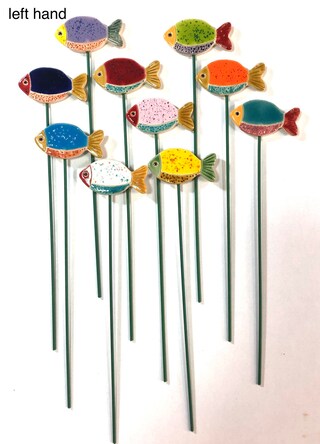 Bastone Porta Orchidee In Vetro Con Figura Di Pesce - Supporto Per Fiori Decorativo, Fatto A Mano, Lunghezza 40 Cm, Regalo Per Amanti Delle Piante