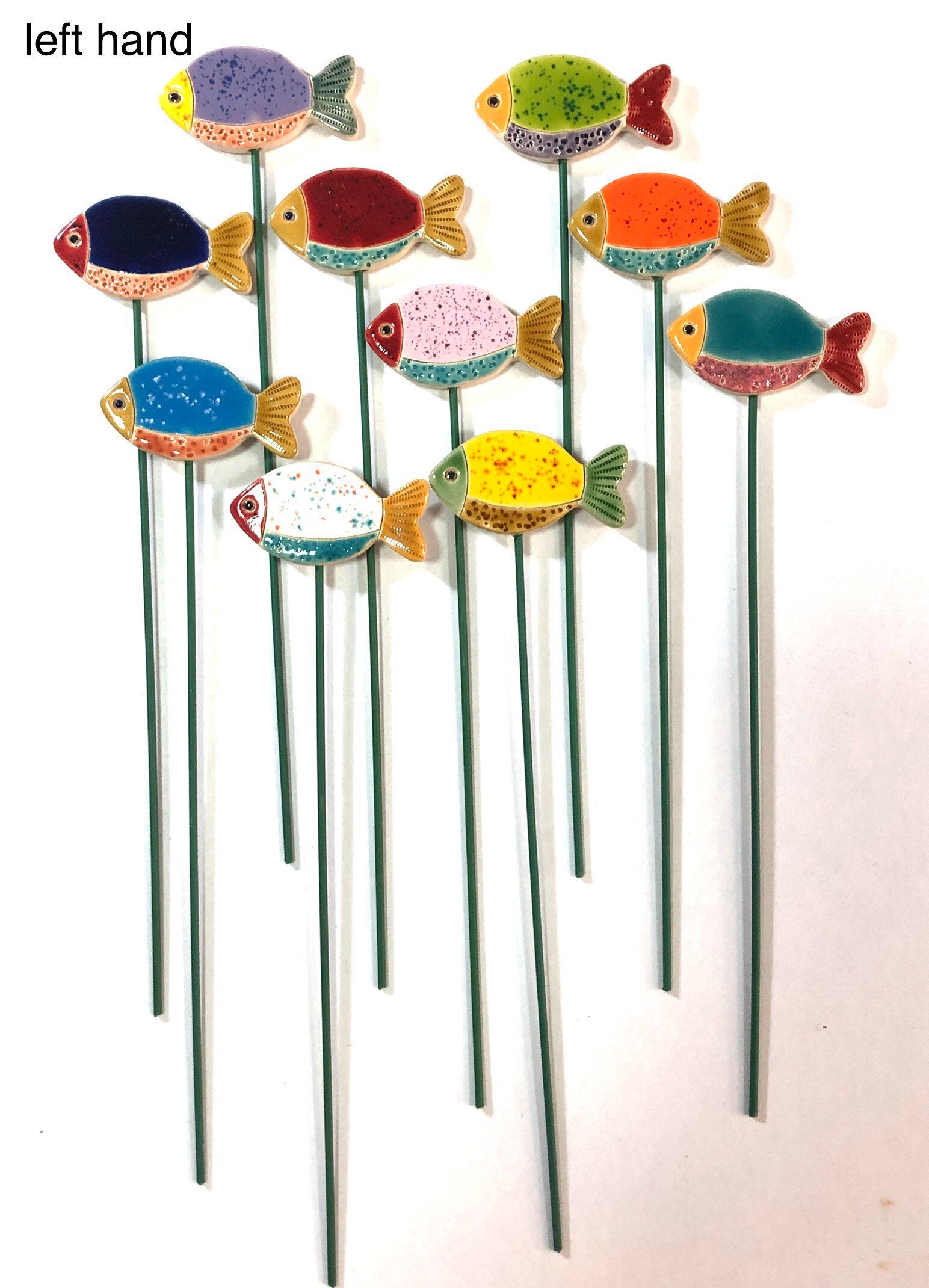 Bastone Porta Orchidee In Vetro Con Figura Di Pesce - Supporto Per Fiori Decorativo, Fatto A Mano, Lunghezza 40 Cm, Regalo Per Amanti Delle Piante