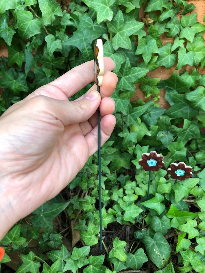 Ceramic Flowers Plant Markers Planter Decor Garden Decor Etsy