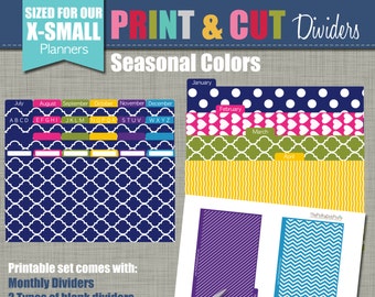 Print & Cut Dividers - Sized for our X-Small Planners - Seasonal Design - Instant Download