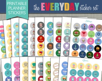 NEW {Printable} Planner Stickers - Everyday Set - 3/4" Circle - INSTANT DOWNLOAD
