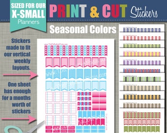 Print & Cut Stickers - Size for our X-Small Planners - Seasonal Design - Instant Download