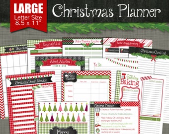 Merry Christmas Printable Planner - Size Large 8.5 x 11 PDF - Instant Download