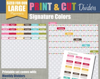 Print & Cut Dividers - Sized for our Large Planners - Signature Design - Instant Download