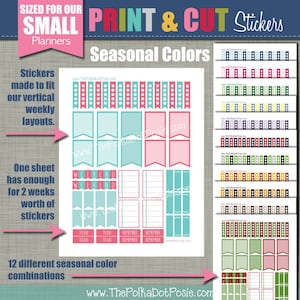 Print & Cut Stickers - Size for our Small Planners - Seasonal Design - Instant Download