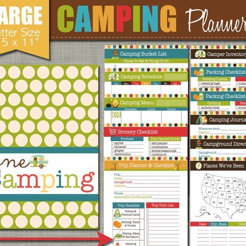 Happy Camper Planner printable Set Sized Large 8.5 X - Etsy
