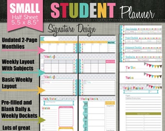 Student Planner {Printable} Set - Sized Small 5.5" x 8.5" PDF - Signature Design - Undated