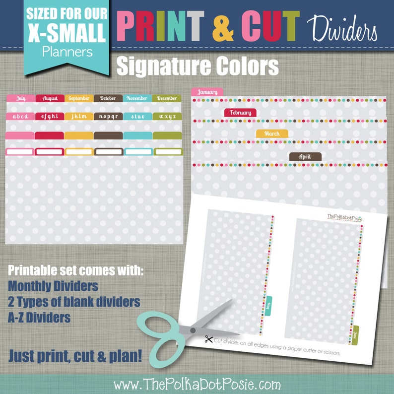 Print &amp; Cut Dividers Sized for Our X-small Planners - Etsy