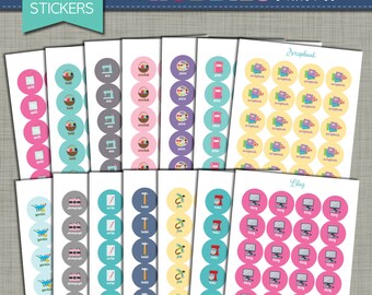 NEW {Printable} Planner Stickers - Hobbies Set - 3/4" Circle - INSTANT DOWNLOAD