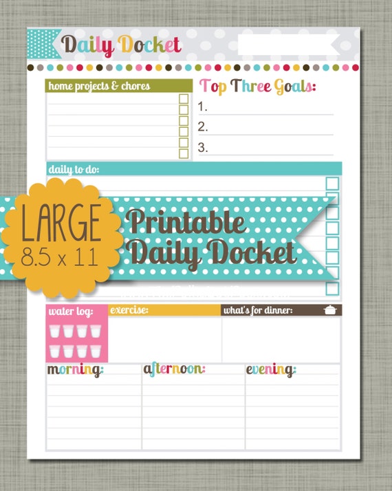 Large printable Daily Docket Sized 8.5 X 11 PDF | Etsy