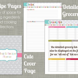 Meal & Recipe Planner Printable Set Sized Large 8.5 x 11 PDF Signature Design image 3