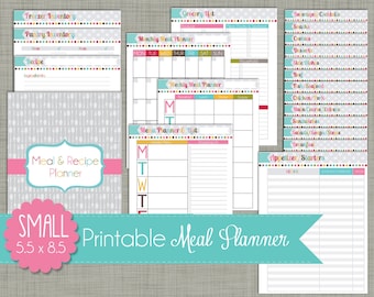 Meal & Recipe Planner {Printable} Set - Sized Small 5.5 x 8.5" PDF - Signature Design