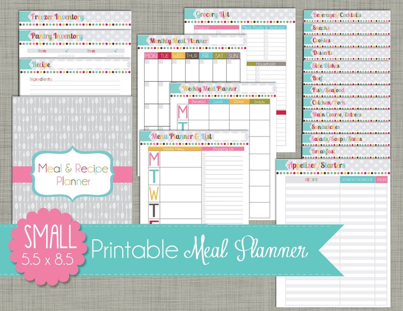 meal-recipe-planner-printable-set-sized-small-5-5-x-etsy
