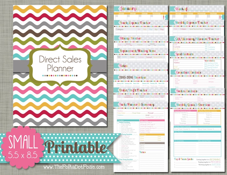 Direct Sales Planner {Printable} Set - Sized Small 5.5" x 8.5" PDF bild 1