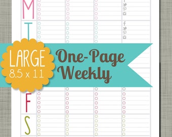 Large {Printable} One-Page Weekly - Sized 8.5 x 11" PDF
