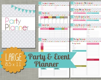 Party and Event Planner {Printable} Set - Sized Large 8.5 x 11" PDF