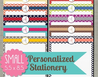 Small {Printable} Personalized Stationery with Initial - Sized 5.5 x 8.5" PDF