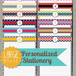 Large {Printable} Personalized Stationery with Initial - Sized 8.5 x 11" PDF