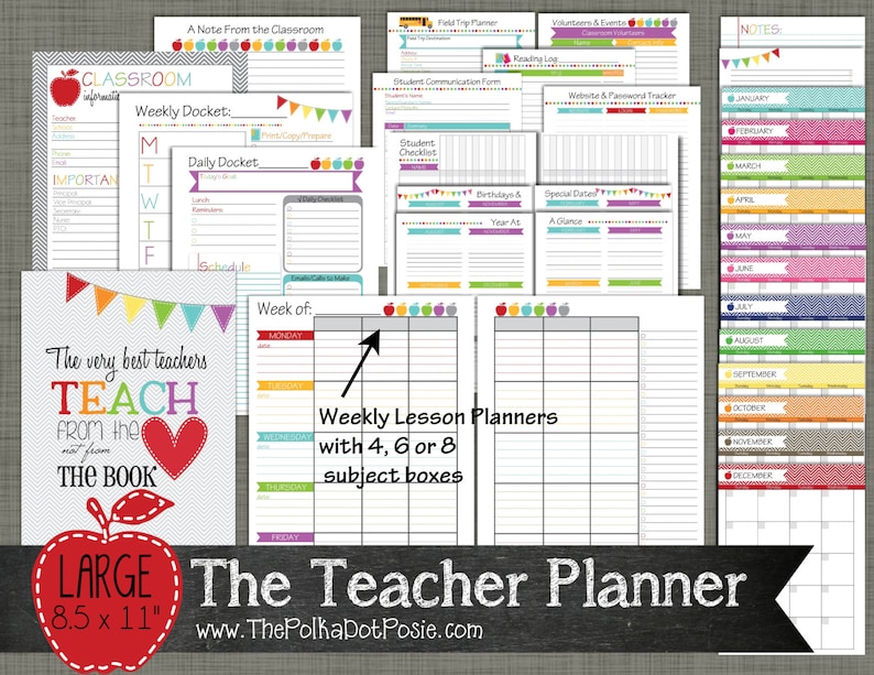 Teacher Planner Printable Set  Sized Large 8.5 x image 1