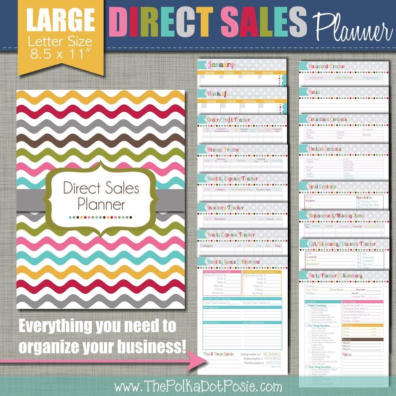 Direct Sales Planner {Printable} Set - Sized Large 8.5' x 11' PDF 