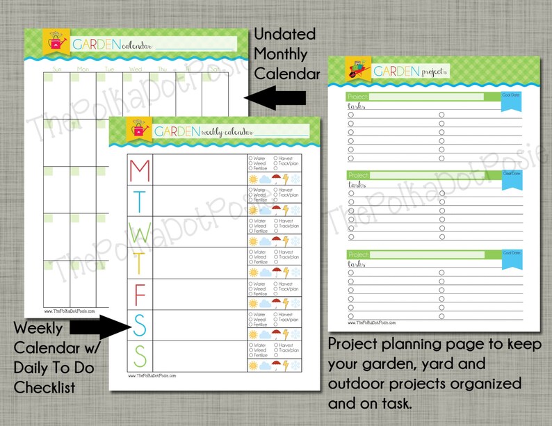 garden planner printable set sized small 55 x 85 etsy
