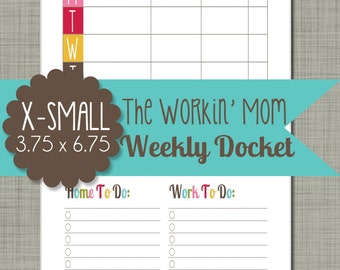 The Workin' Mom Weekly Docket {Printable} - Sized X-Small 3.75 x 6.75" PDF