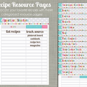 Meal & Recipe Planner Printable Set Sized Large 8.5 x 11 PDF Signature Design image 4