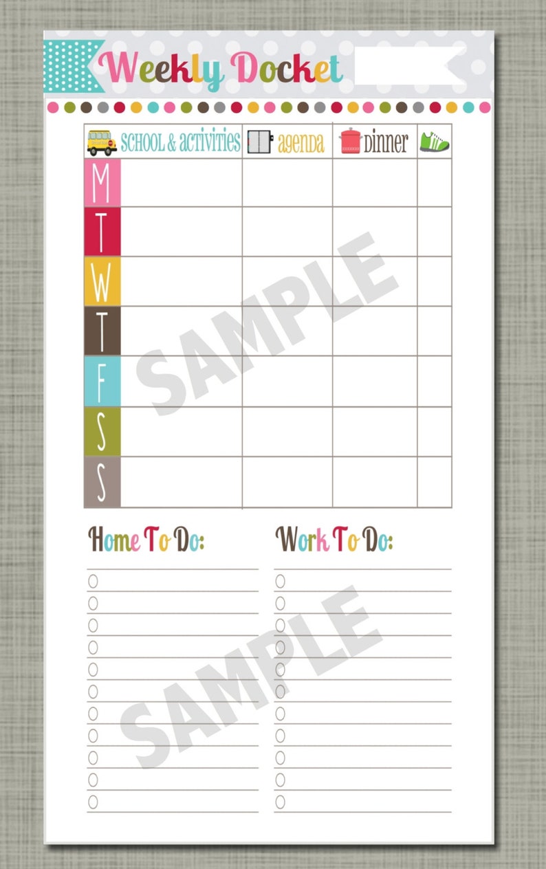 The Workin' Mom Weekly Docket printable Sized X-small - Etsy