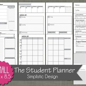 Student Planner {printable} Set - Sized Small 5.5