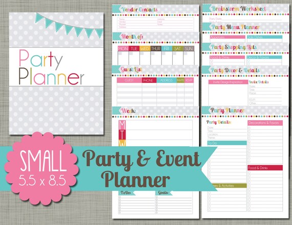 Party and Event Planner {Printable} Set - Sized Small 5.5" x 8.5" PDF