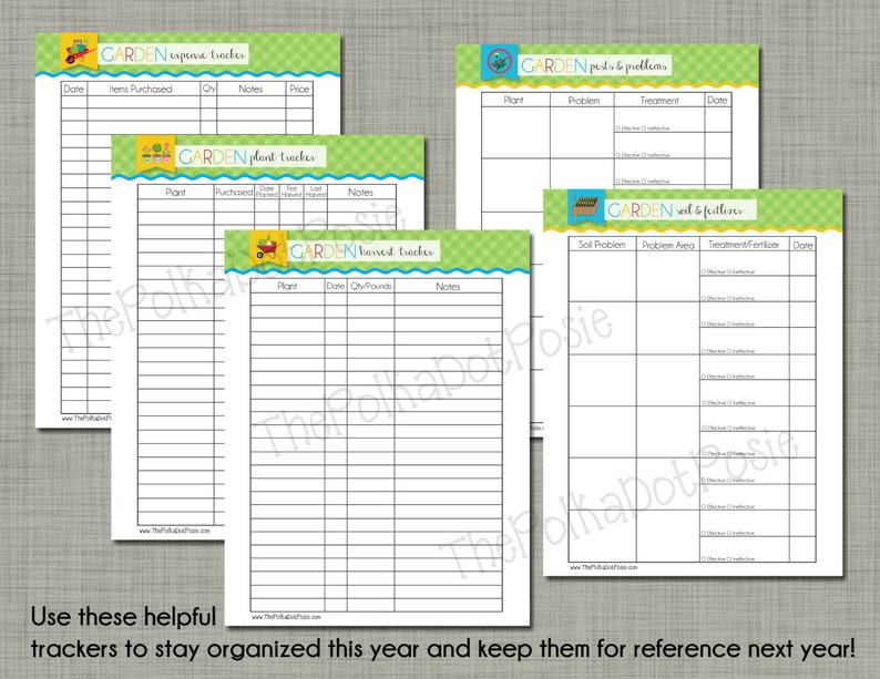 garden planner printable set sized small 55 x 85 etsy