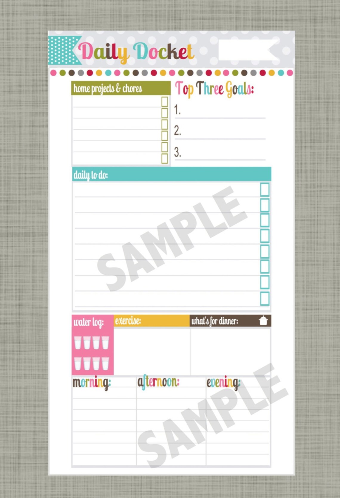 X-small printable Daily Docket Personal Sized 3.75 X - Etsy