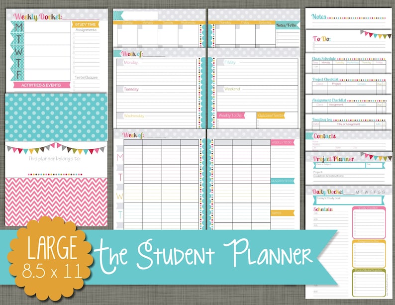 College student Planner Printable Fastened - Sized Heavy 8.5\ picture about Student Planner Printable titled College student Planner Printable Established - Sized Massive 8.5\