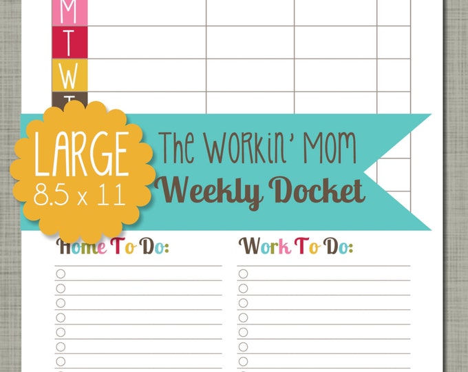 The Workin' Mom Weekly Docket printable Sized Large 8.5 X 11 PDF - Etsy