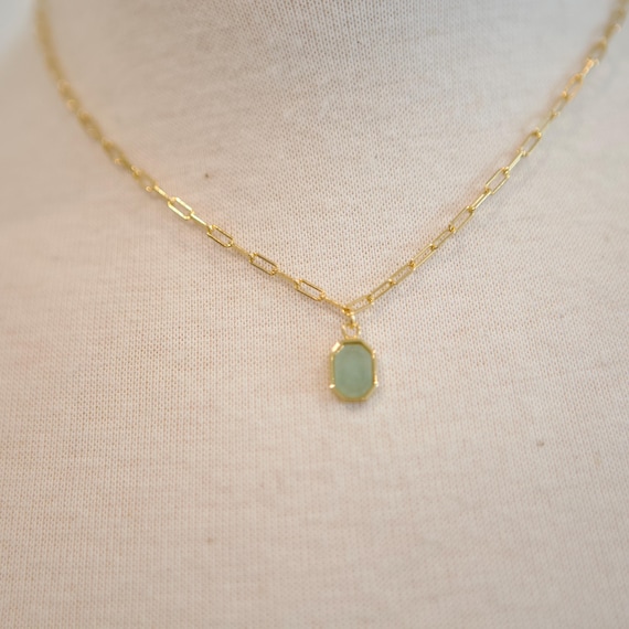 Green Aventurine Gemstone Pendant Necklace, Daint… - image 7