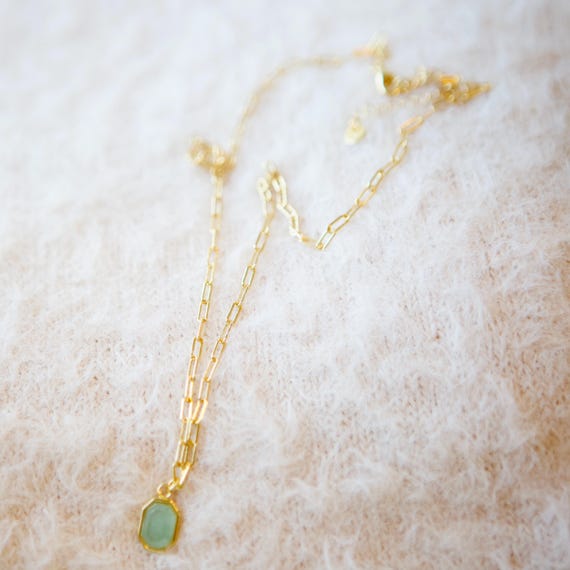 Green Aventurine Gemstone Pendant Necklace, Daint… - image 5